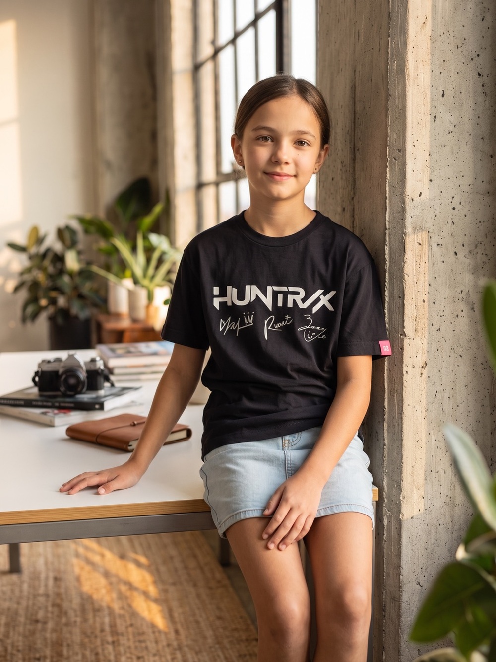 Zara Black Graphic Huntrix Logo Short Sleeve Tee